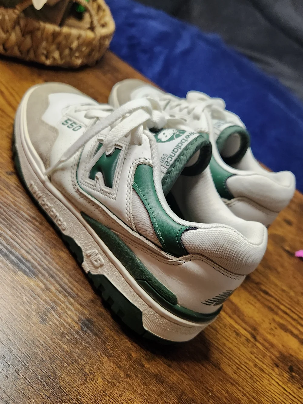 New Balance Kids 550 White & Green Low-Top Sneakers